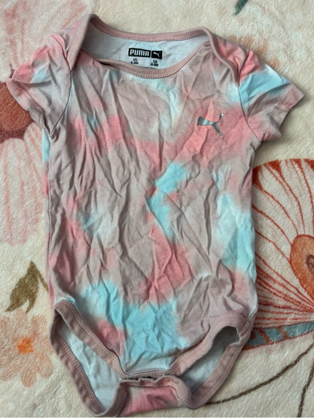 Puma Pink & Light Blue Tie-Dye Baby One-Piece Bodysuit